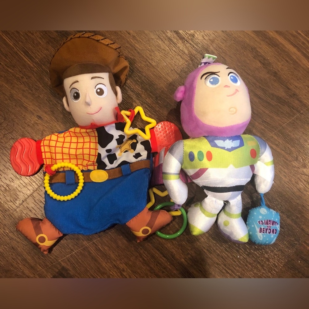 Disney Baby Toy Story Woody andBuzz Lightyear Plush Crinkle Doll 8” rattles